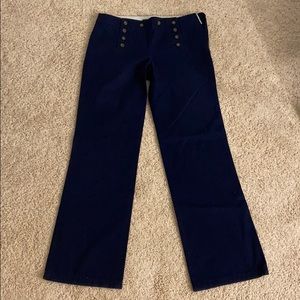 J. Crew Navy blue wide leg mid rise pants khakis size 2